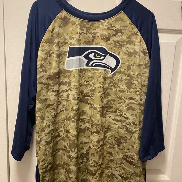 Nike Dri Fit T-shirt Women’s L Camo & Blue Seahawks Military Size XXL - Picture 5 of 12